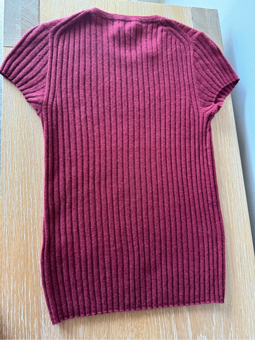 NWT! J. CREW Women’s Featherweight cashmere ribbed sweater-tee Bordeaux Berry XS